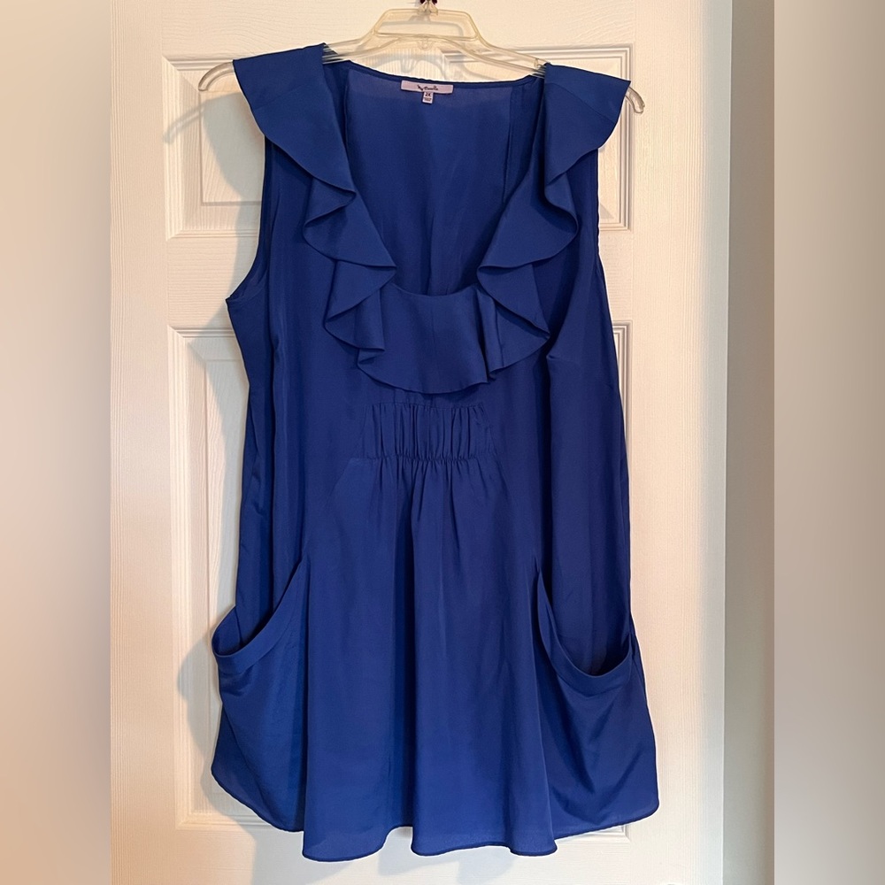 Elegant Blue Ruffle Women's Top